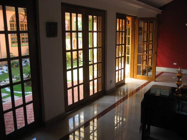 French doors to courtyard